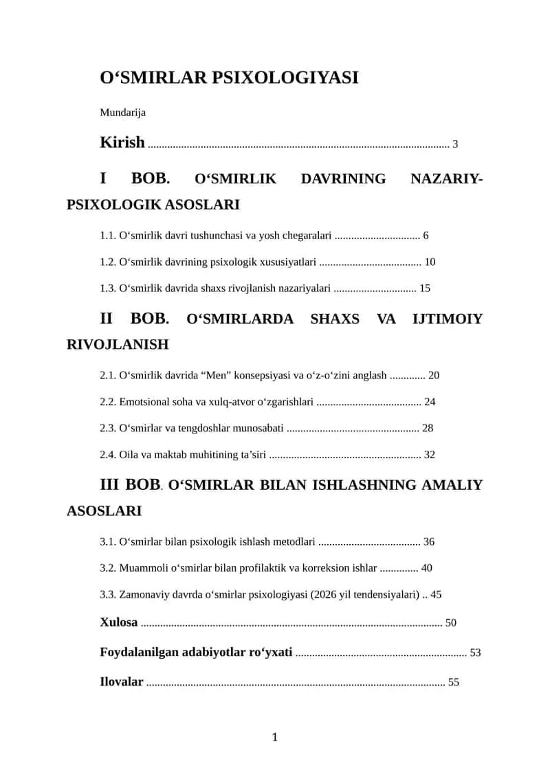 O‘SMIRLAR PSIXOLOGIYASI 1