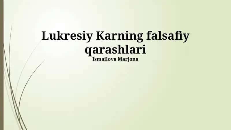 Lukresiy Karning falsafiy qarashlari 1