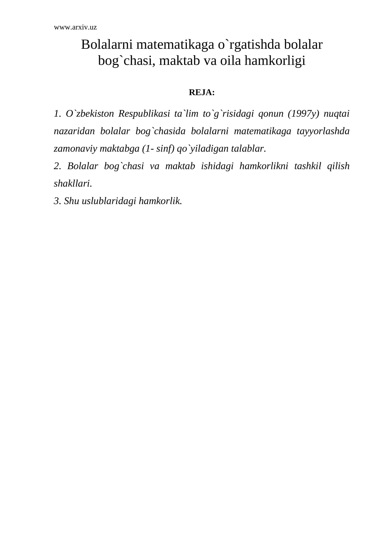 Bolalar bog`chasi va maktab ishidagi hamkorlik 1