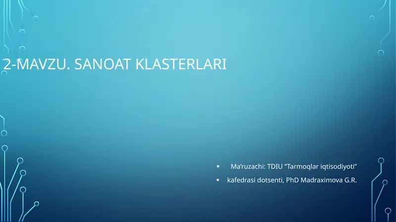 Sanoat klasterlari 1