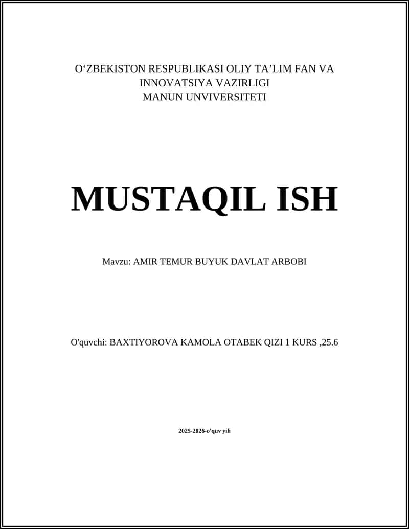AMIR TEMUR BUYUK DAVLAT ARBOBI 1