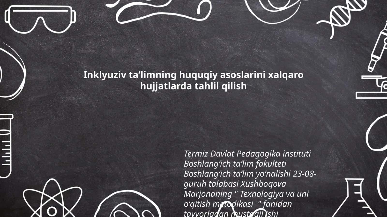 Texnologiya va uni oʻqitish metodikasi 1