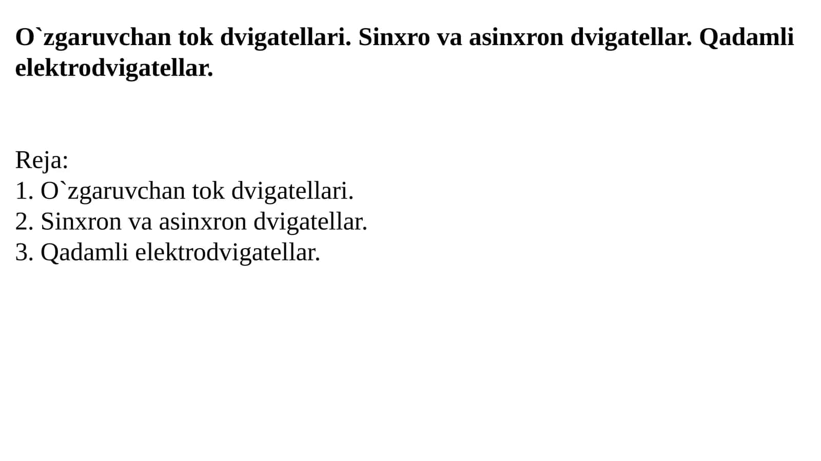O`zgaruvchan tok dvigatellari 1