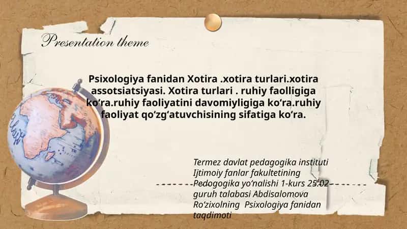 Psixologiya fanidan Xotira 1