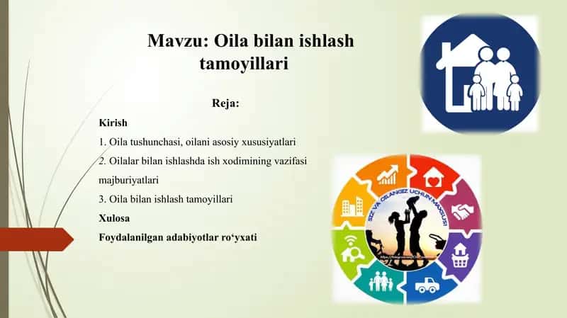 Oila bilan ishlash tamoyillari 1