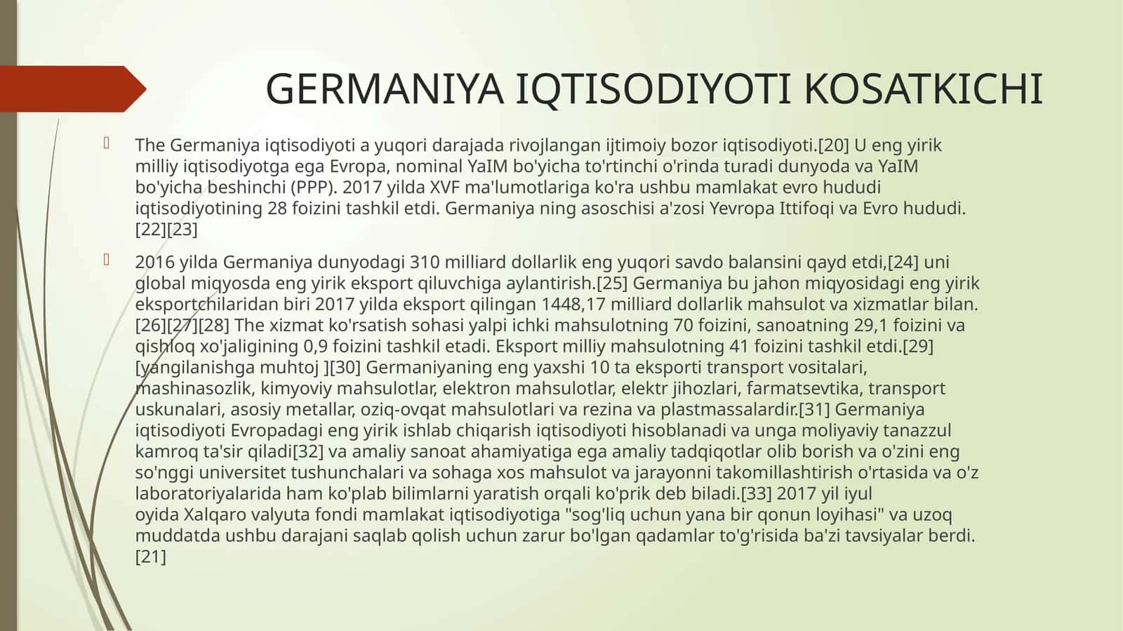 GERMANIYA IQTISODIYOTI KOSATKICHI 1