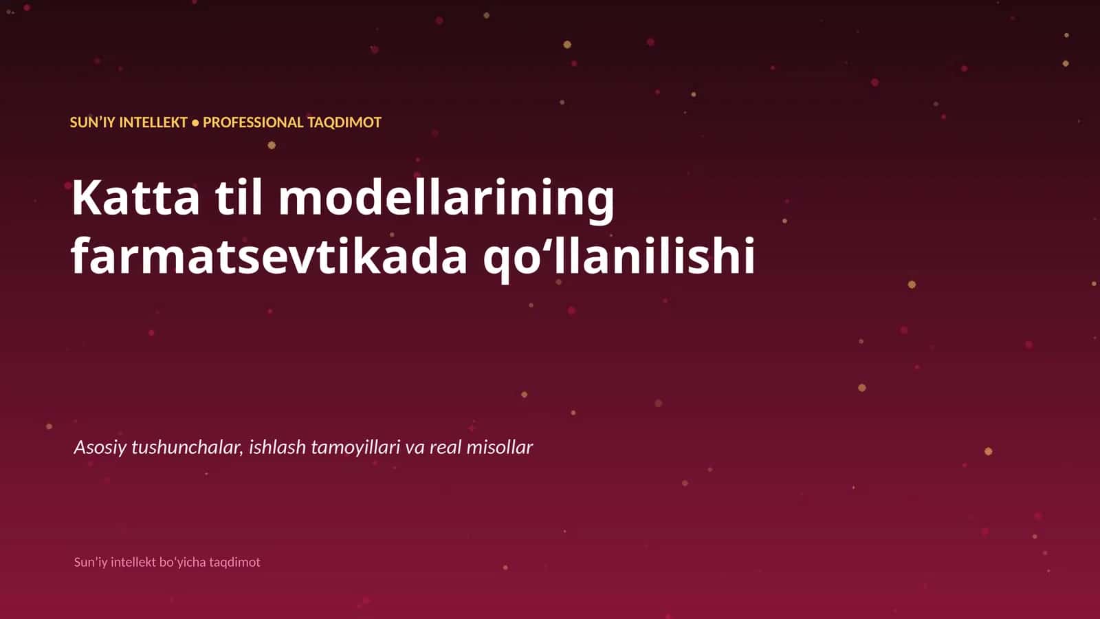 Katta til modellarining farmatsevtikada qoʻllanilishi 1