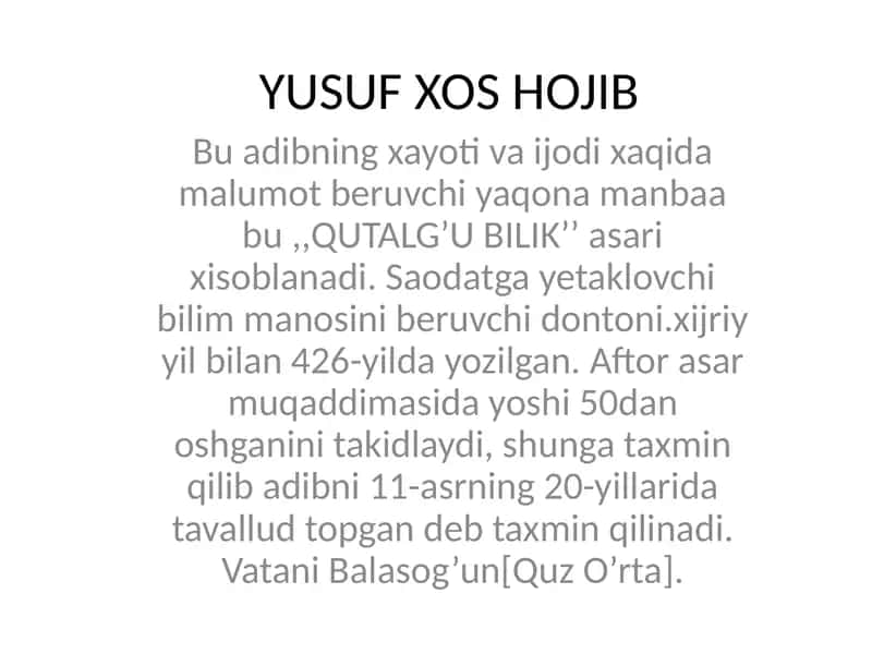 YUSUF XOS HOJIB 1