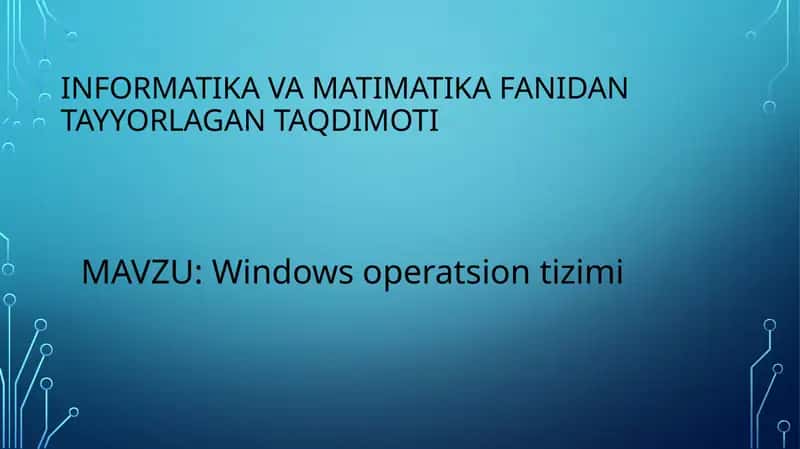 Windows operatsion tizimi 1