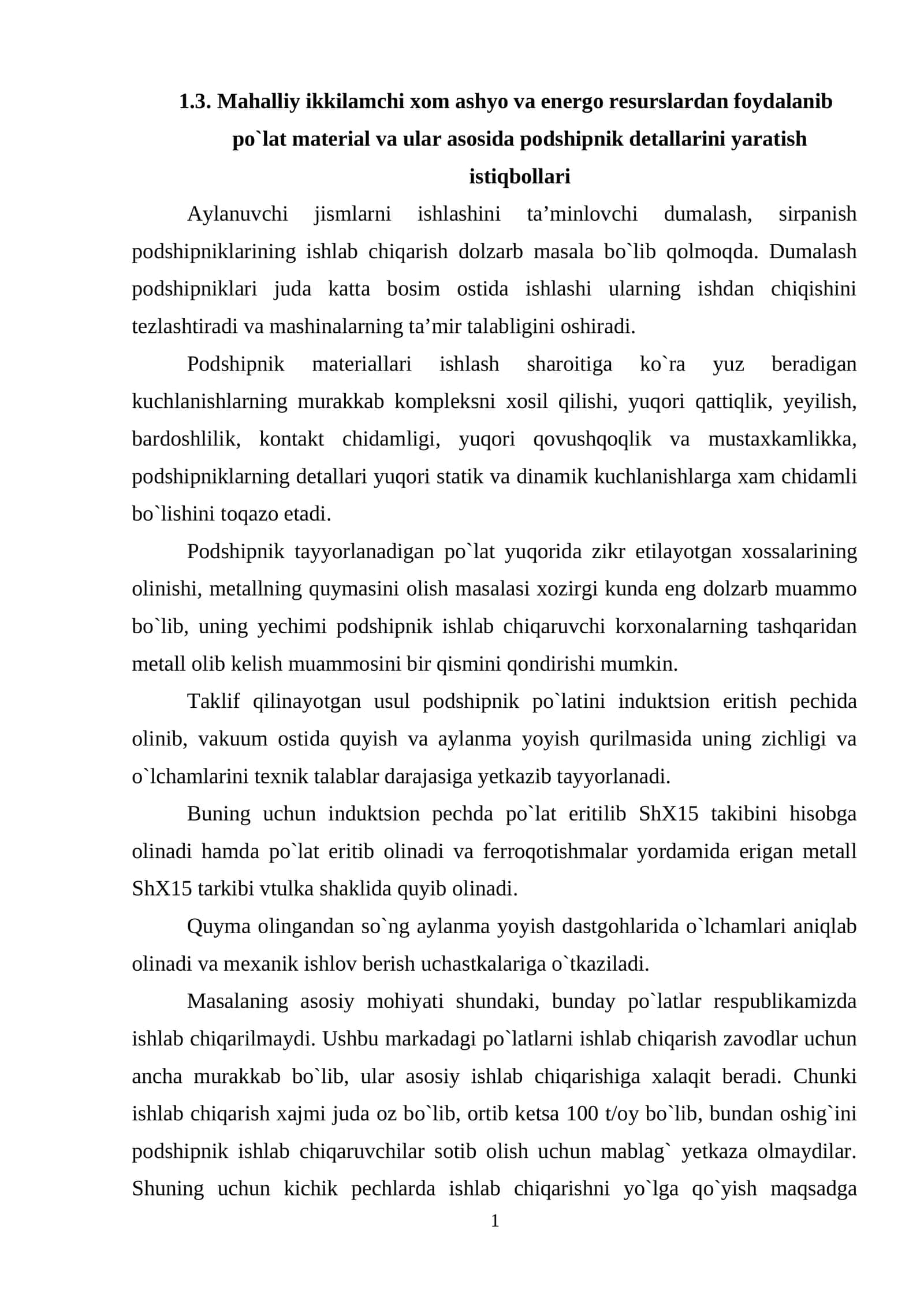 Podshipnik materiallari ishlash 1