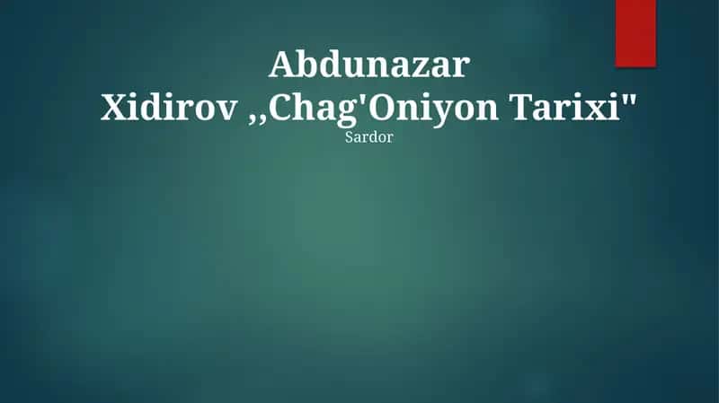 Chag'oniyon Tarixi 1
