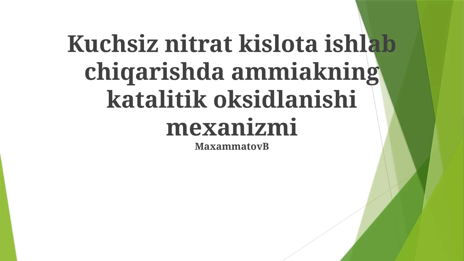 Ammiakning katalitik oksidlanish mexanizmi va katalizatorlar 1
