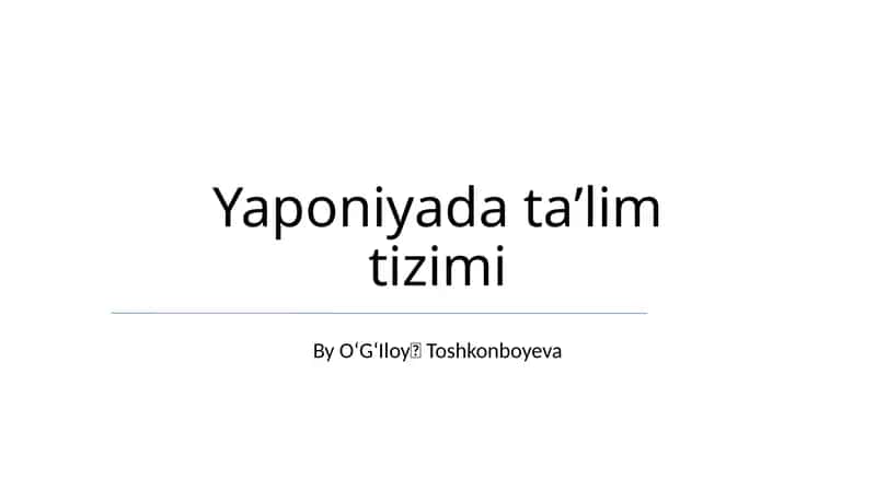 Yaponiyada taʼlim tizimi 1