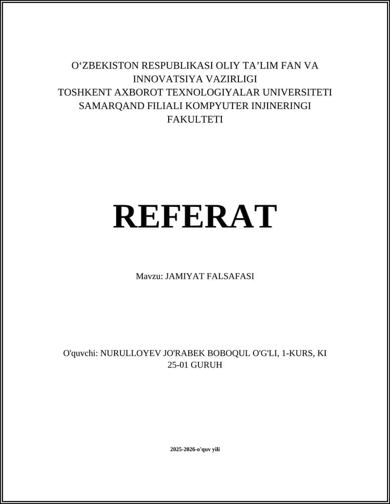 Jamiyat Falsafasi 1