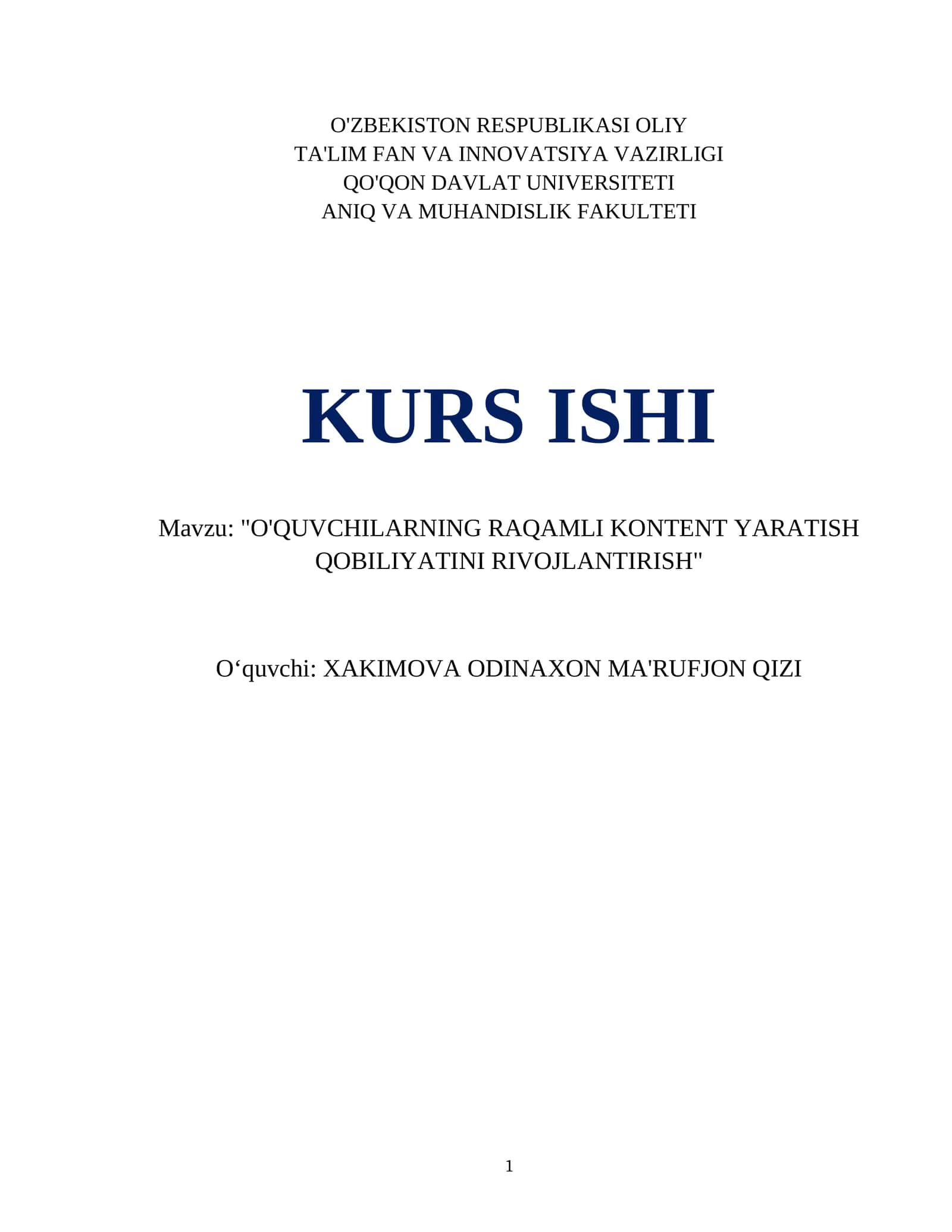 "O'QUVCHILARNING RAQAMLI KONTENT YARATISH QOBILIYATINI RIVOJLANTIRISH" 1
