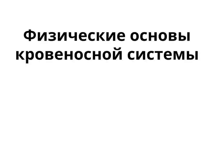 Физические основы кровеносной системы