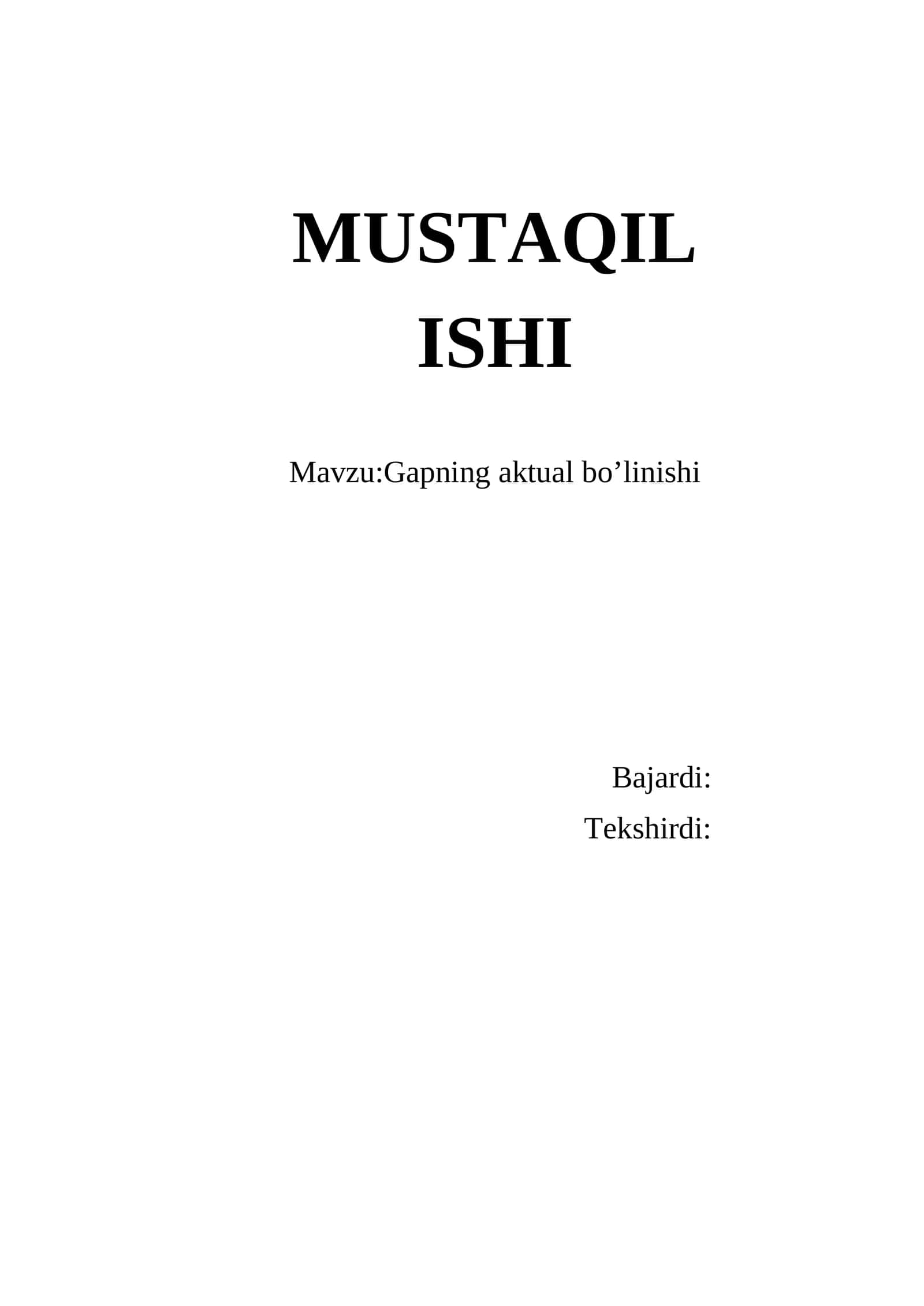 Gapning aktual bo'linishi 1