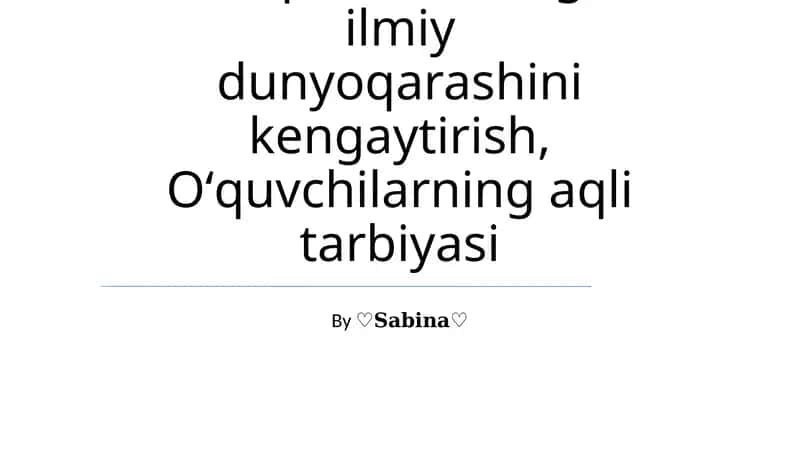 Aqli tarbiya 1