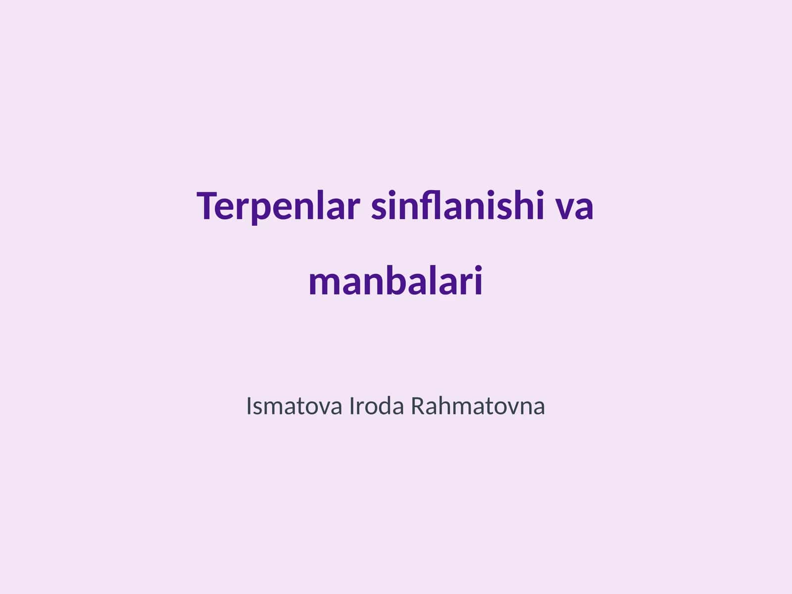 Terpenlar sinflanishi va manbalari 1