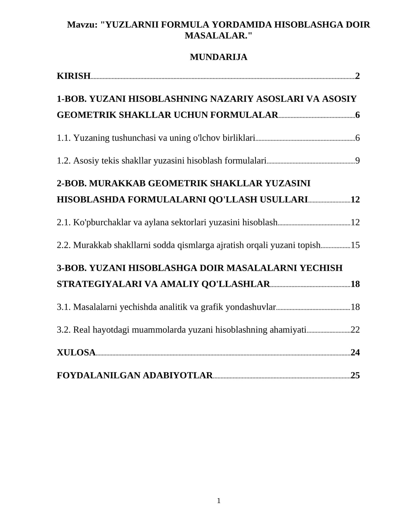 YUZLARNII FORMULA YORDAMIDA HISOBLASHGA DOIR MASALALAR 1