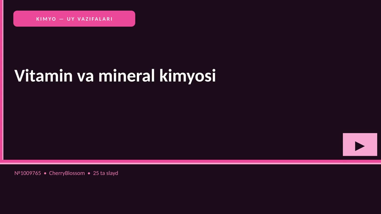 Vitamin va mineral kimyosi 1