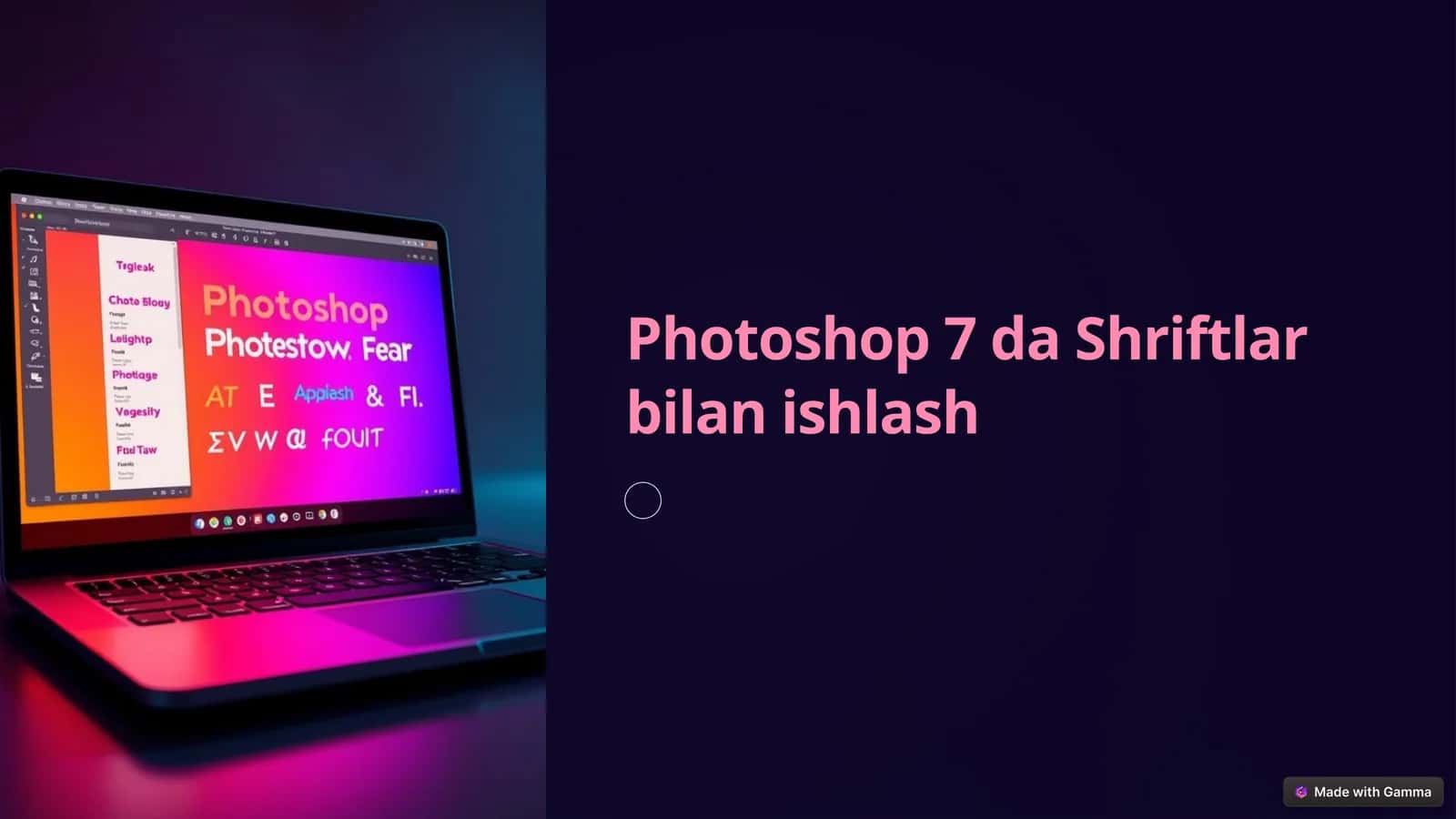 Shriftlar bilan ishlash Photoshop 7 da 1