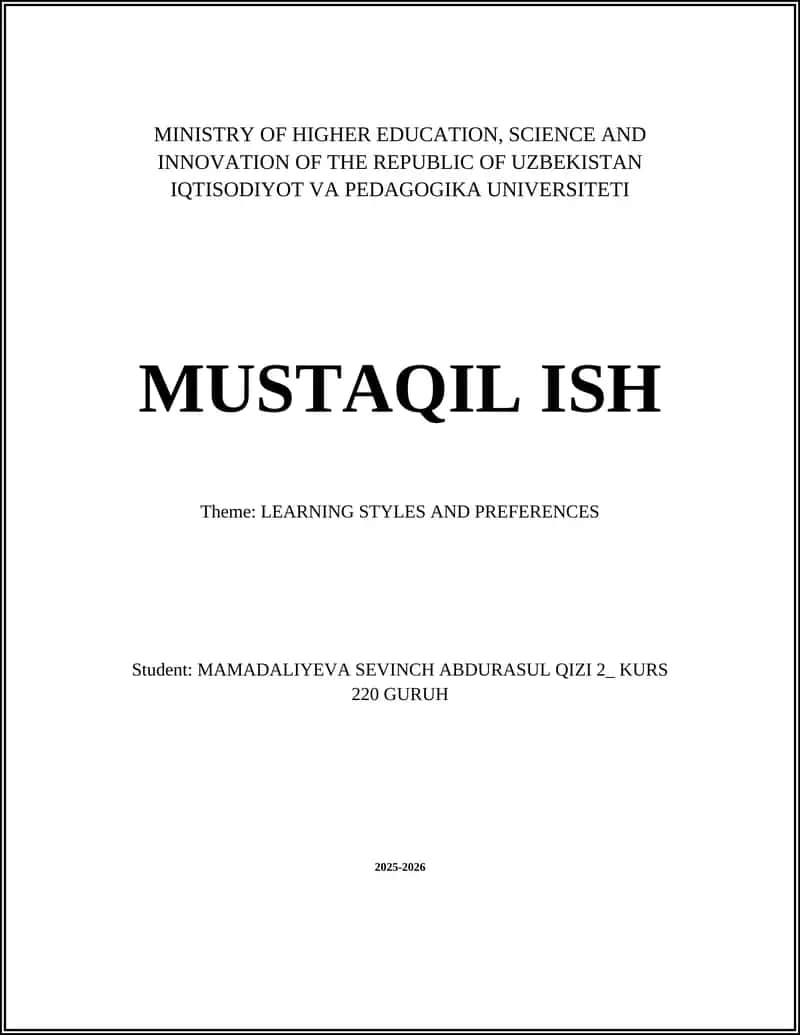 Learning Styles and Preferences 1