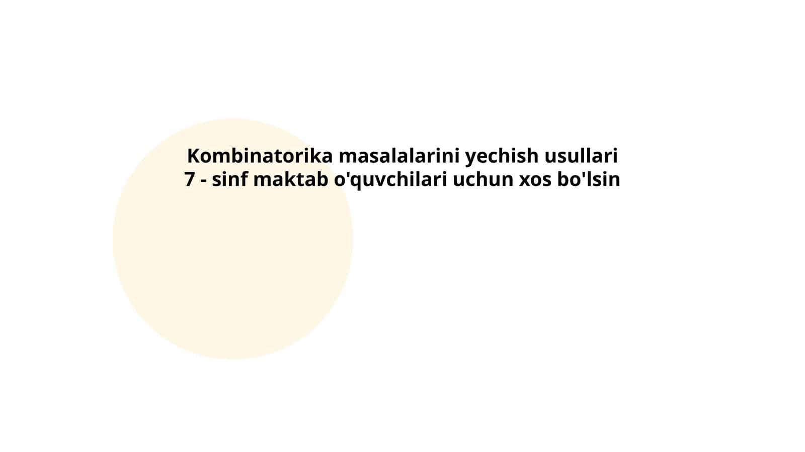 Kombinatorika masalalarini yechish usullari 1