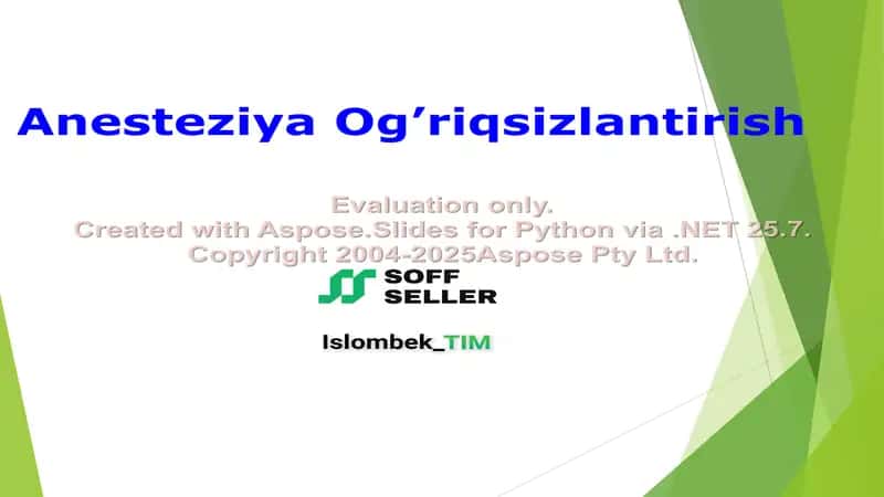 Anesteziya Og’riqsizlantirish 1