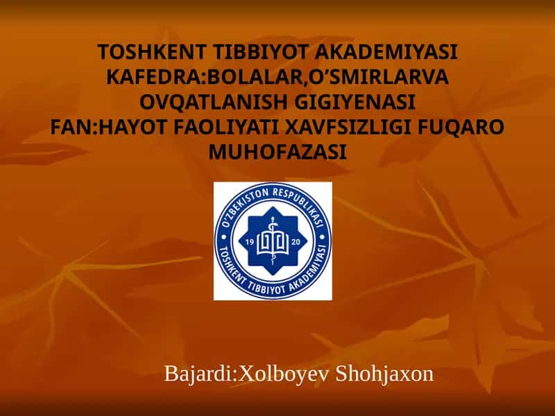 Shaxsiy himoya vositalari. Maxsus himoya vositalari. Shaxsiy tibbiy vositalar va ulardan foydalanish 1