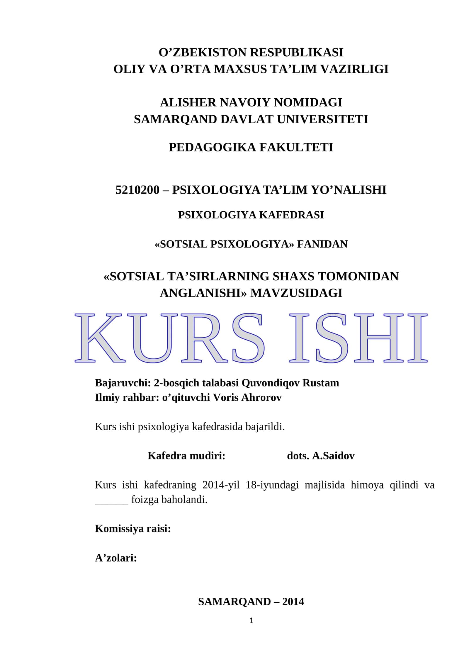 SOTSIAL TA’SIRLARNING SHAXS TOMONIDAN ANGLANISHI 1