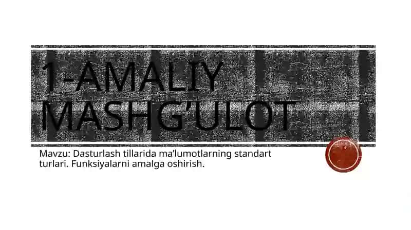 Dasturlash tillarida ma’lumotlarning standart turlari