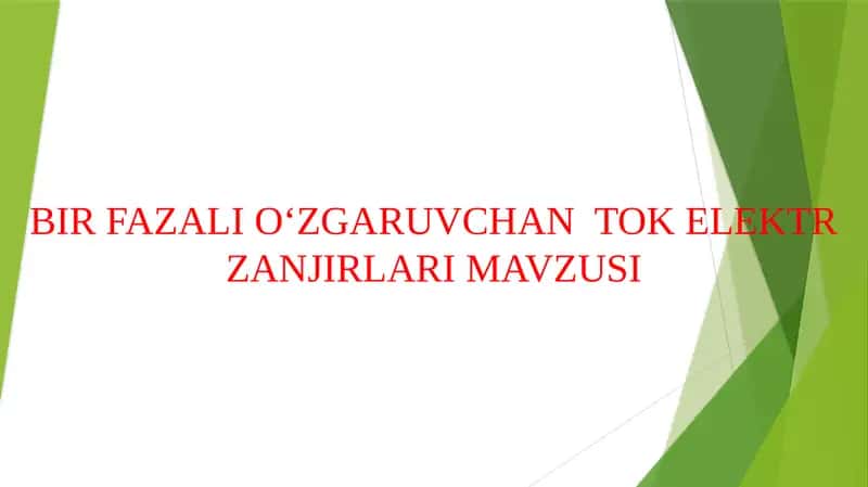O‘zgaruvchan elektr toki 1