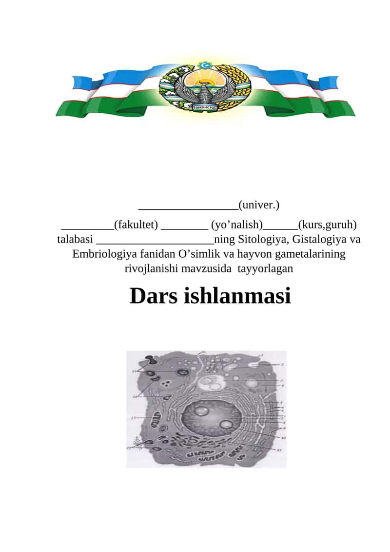 O’simlik va hayvon gametalarining rivojlanishi 1