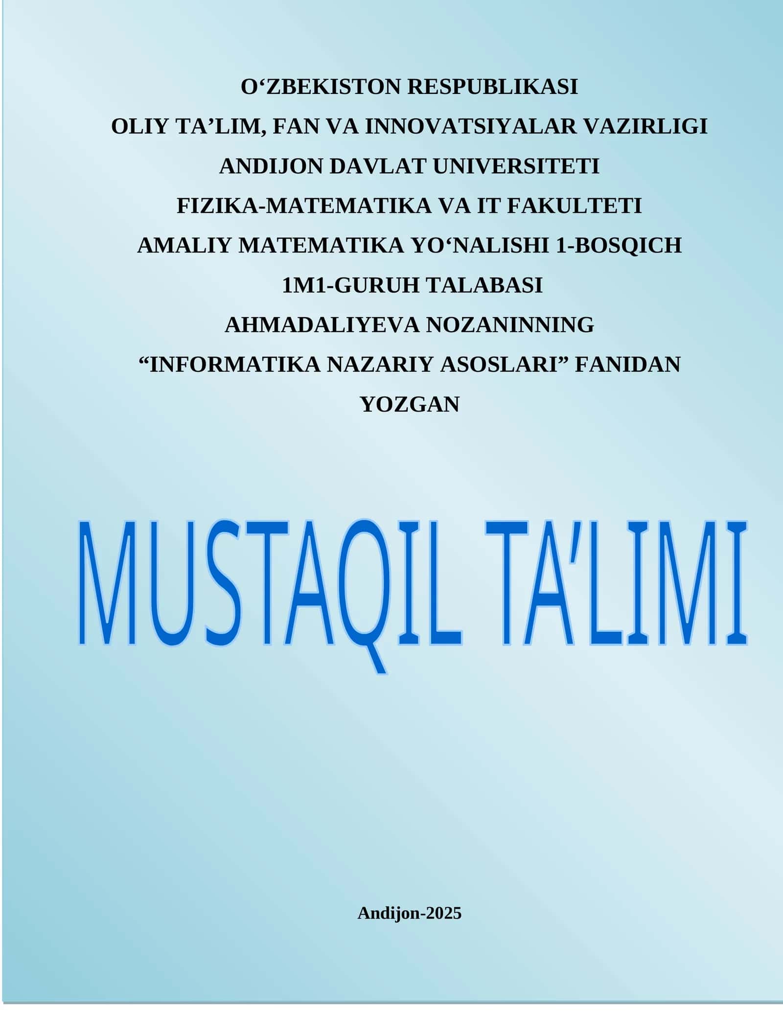 INFORMATIKA NAZARIY ASOSLARI 1