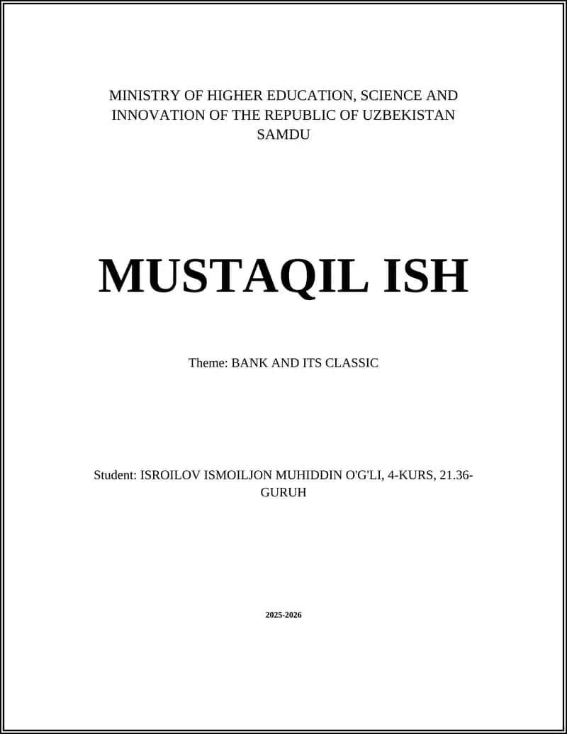MINISTRY OF HIGHER EDUCATION, SCIENCE AND INNOVATION OF THE REPUBLIC OF UZBEKISTAN 1