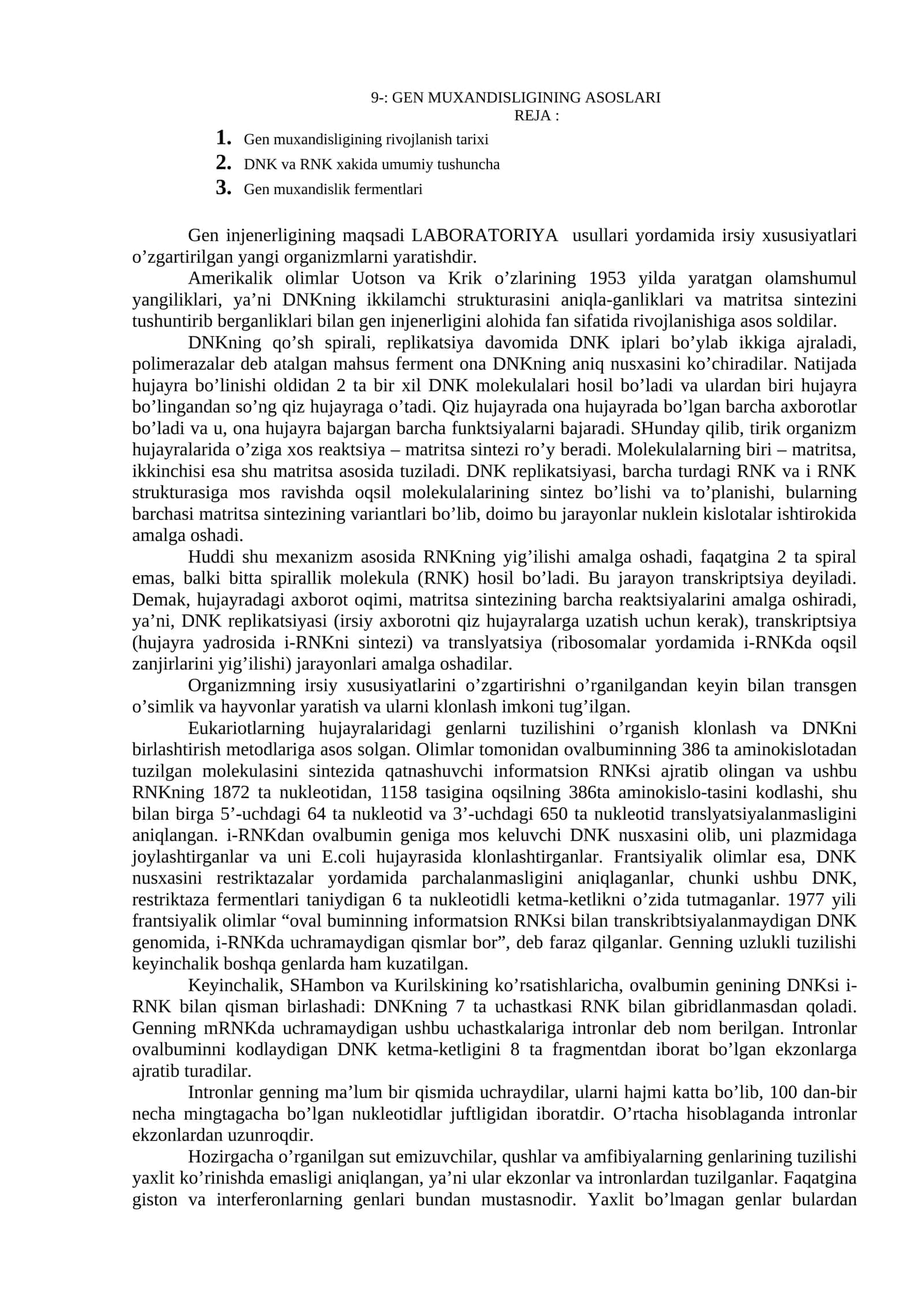 Gen muxandisligining asoslari 1