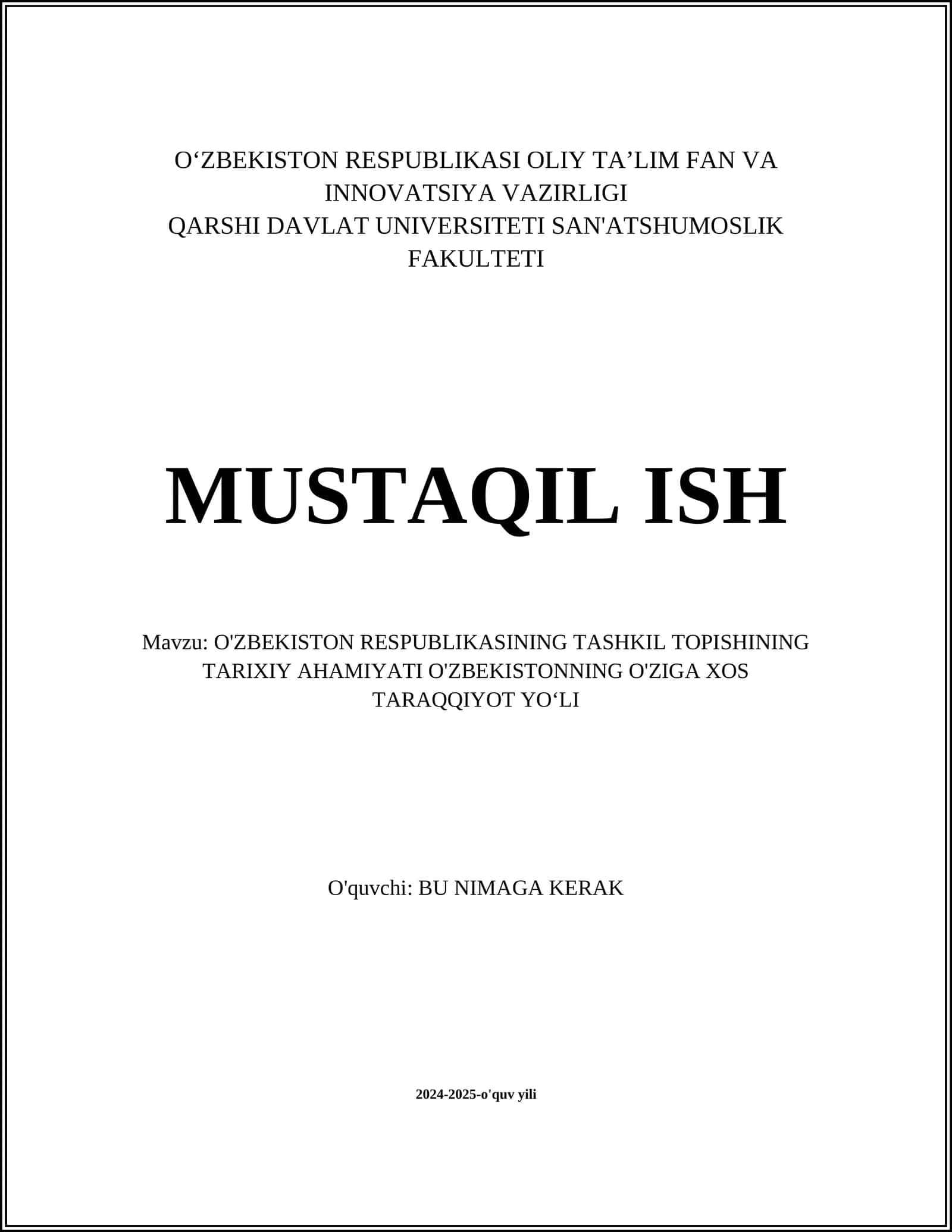 O'zbekiston Respublikasi Tashkil Topishining Tarixiy Ahamiyati 1
