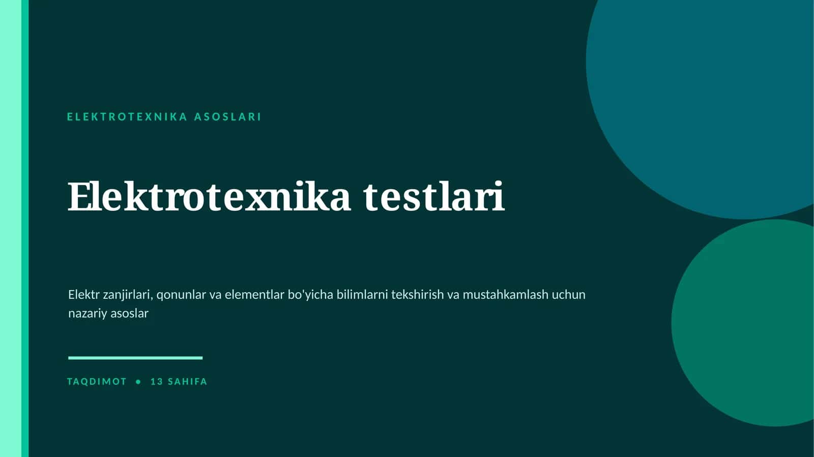 Elektrotexnika testlari 1