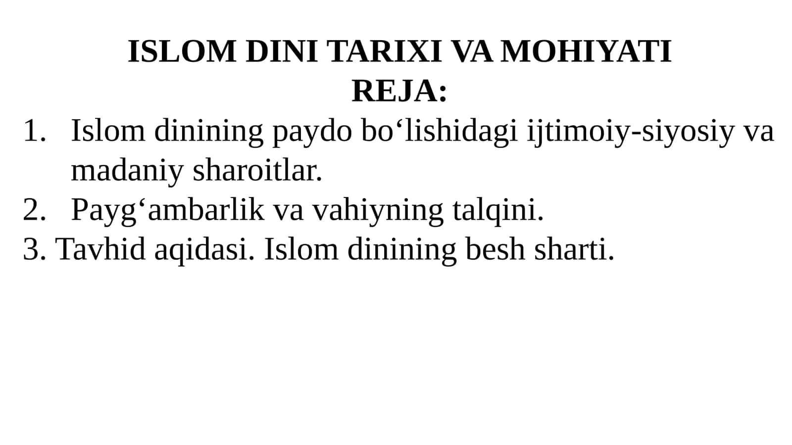 ISLOMDINI TARIXI VA MOHIYATI 1