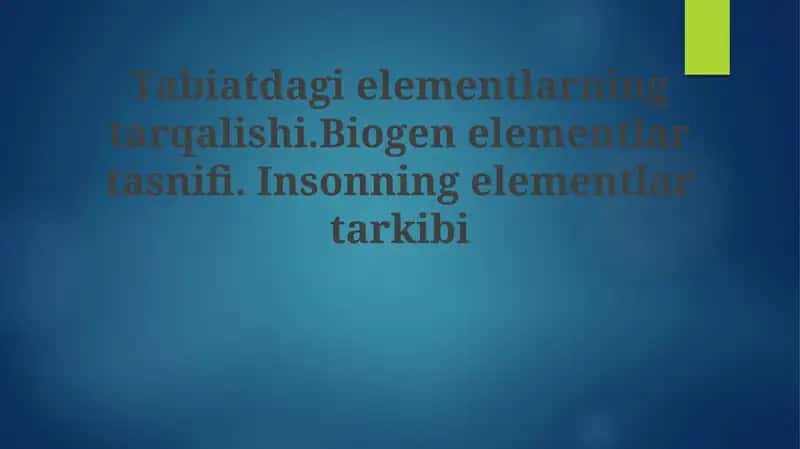 Tabiatdagi Elementlar 1