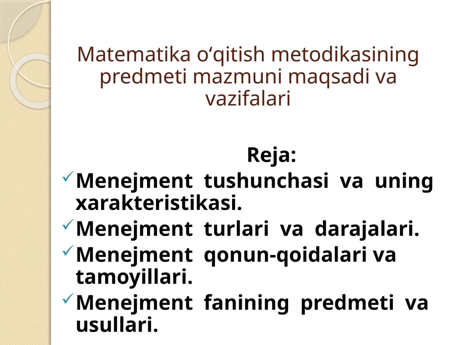 Menejment fanining predmeti va usullari 1