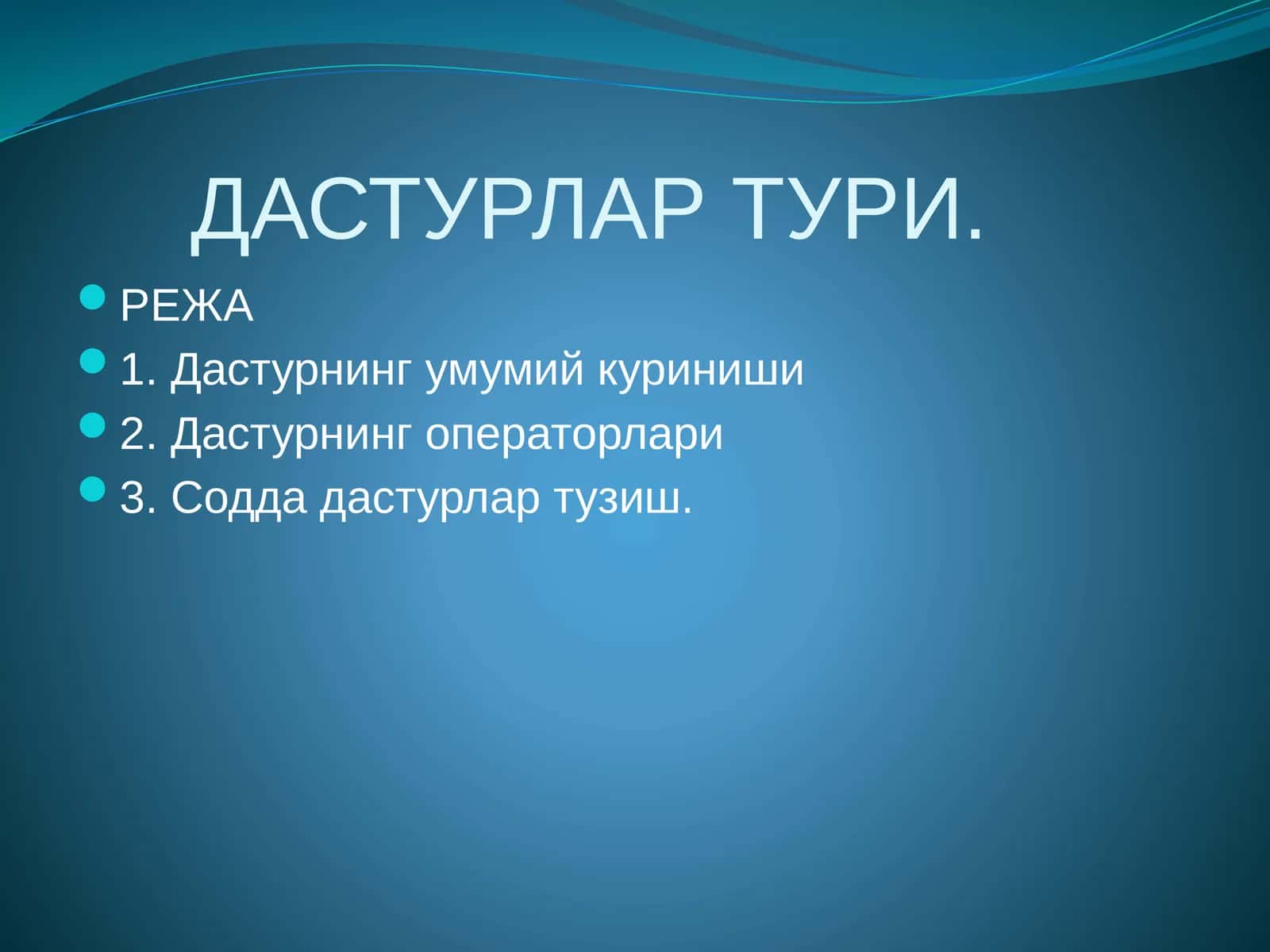 Dasturlar turi 1