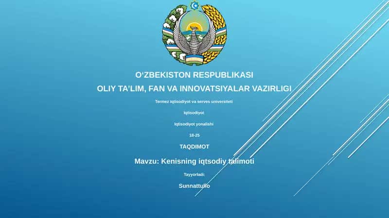 Kenisning iqtsodiy talimoti 1
