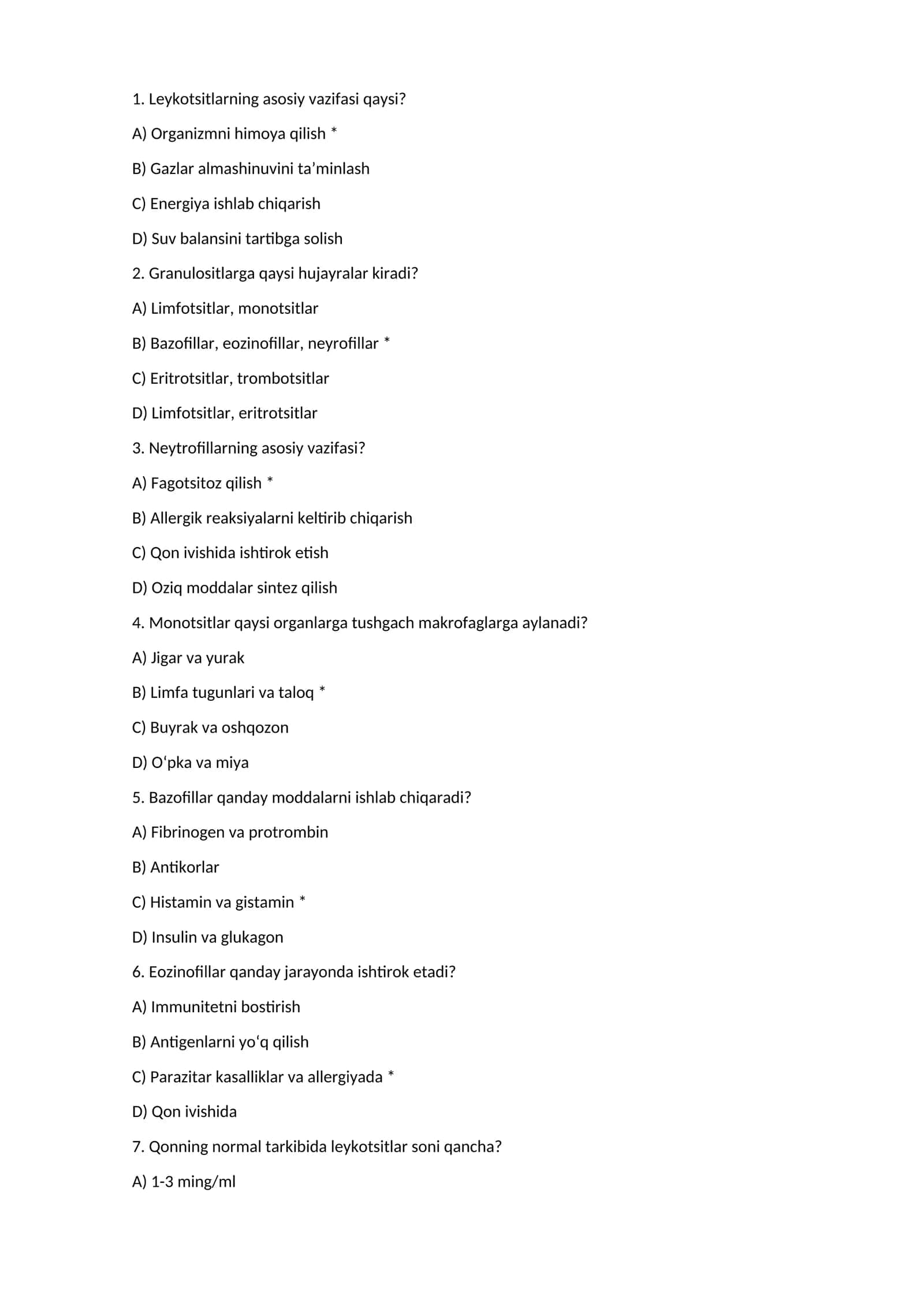 Leykotsitlar va ularning vazifalari 1