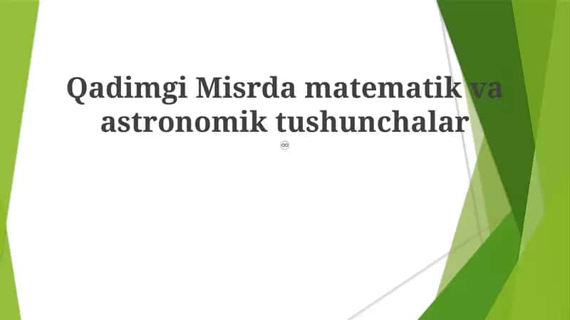 Qadimgi Misrda matematik va astronomik tushunchalar 1