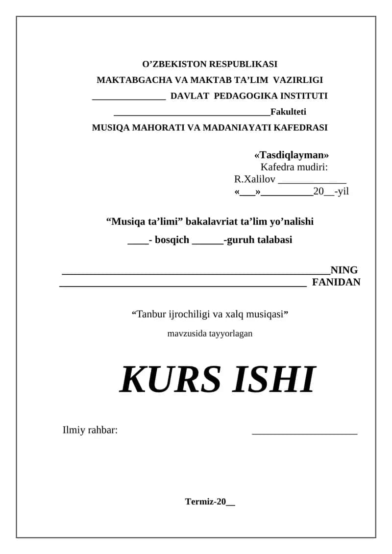Tanbur ijrochiligi va xalq musiqasi 1