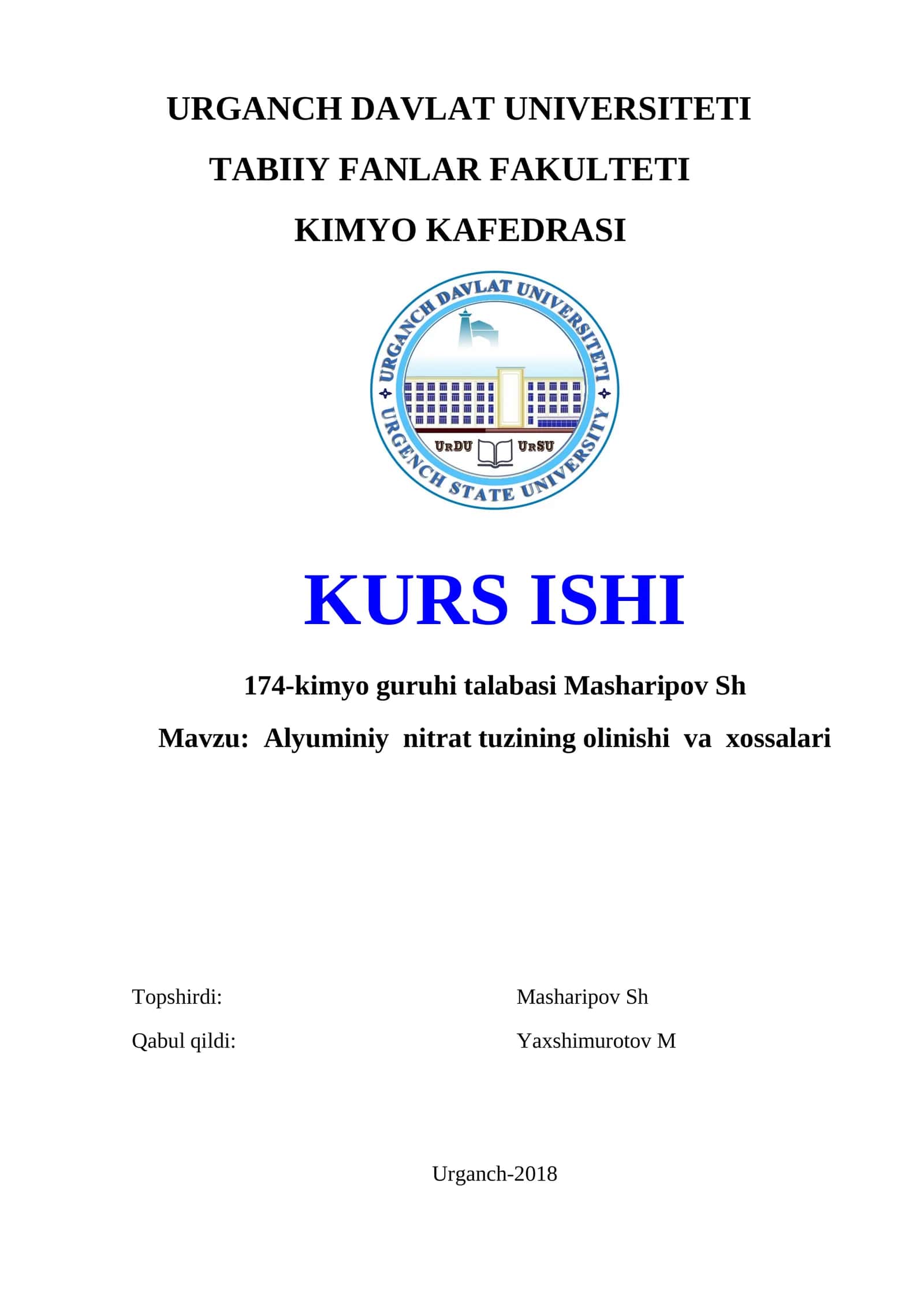 Alyuminiy nitrat tuzining olinishi va xossalari 1