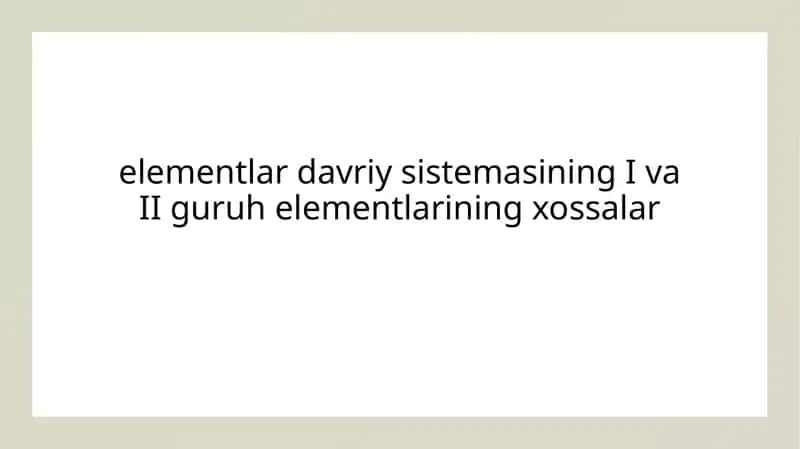Davriy Elementlar 1