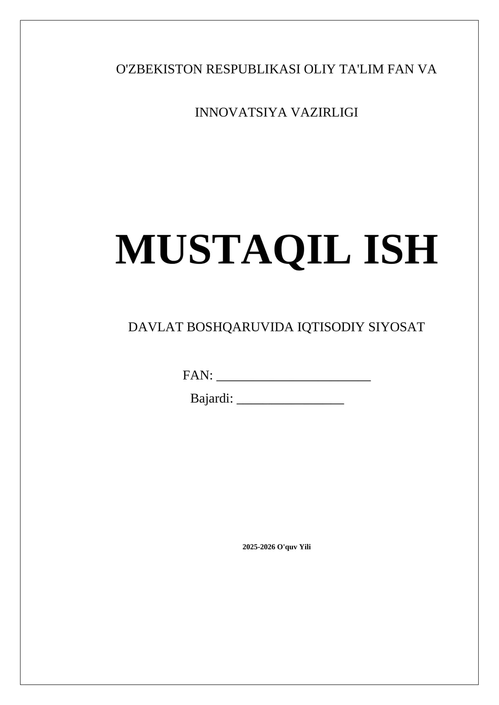 Davlat boshqaruvida iqtisodiy siyosat 1